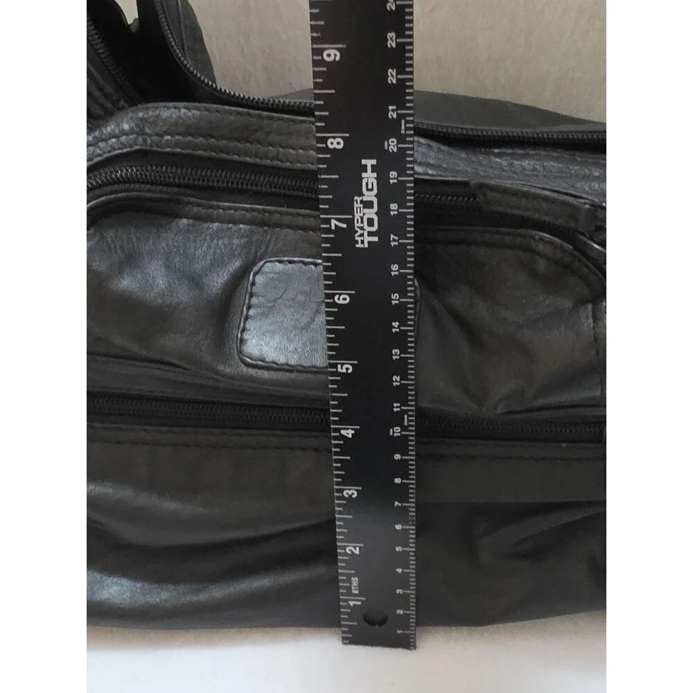 Tumi Black Leather Travel Bag Made in USA Toiletry Camera Utility Case READ